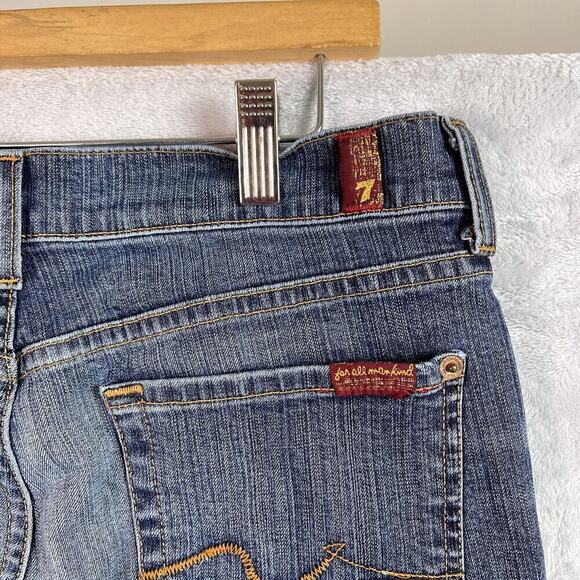 7 For All Mankind Jeans Women's 28 Straight Fit Mid Rise Blue Denim Casual Boho - Picture 9 of 12